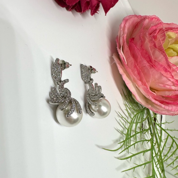 Elegant Pearl & Cubic Zirconia Earrings